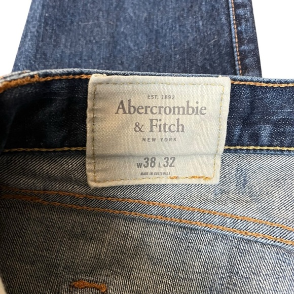 Abercrombie & Fitch Men’s 38x32 The Skinny Jean Dark Wash Distressed Button Fly - Picture 10 of 14